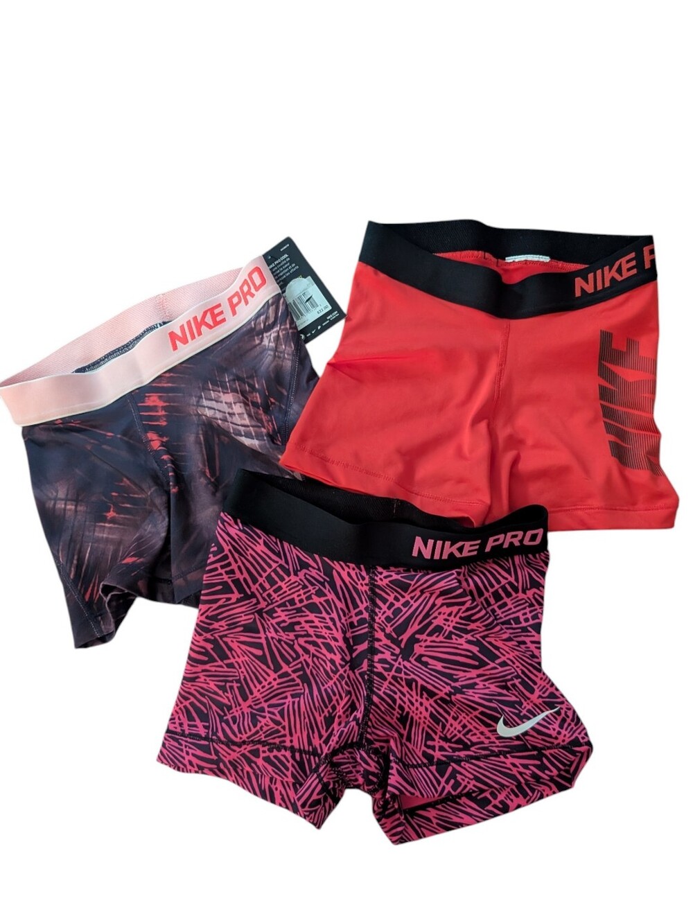 1 NWT, Nike Women’s Pink, Black & Red Athletic Shorts 3-Pack, Check Comments
